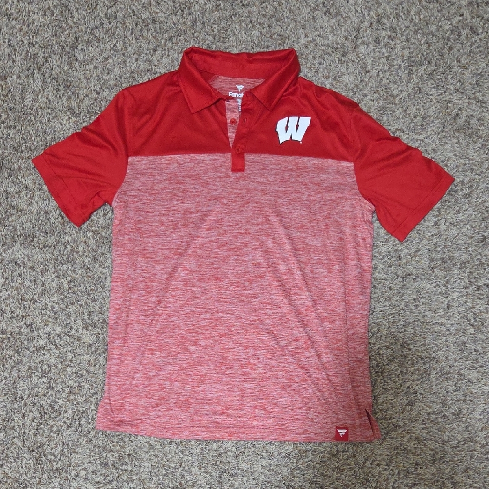 **NEVER WORN** Fanatics Wisconsin Badgers Men's Red Polo, Size Large